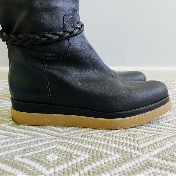 Anthro Miss Albright Leather Braided Knee Boots - Picture 2 of 11